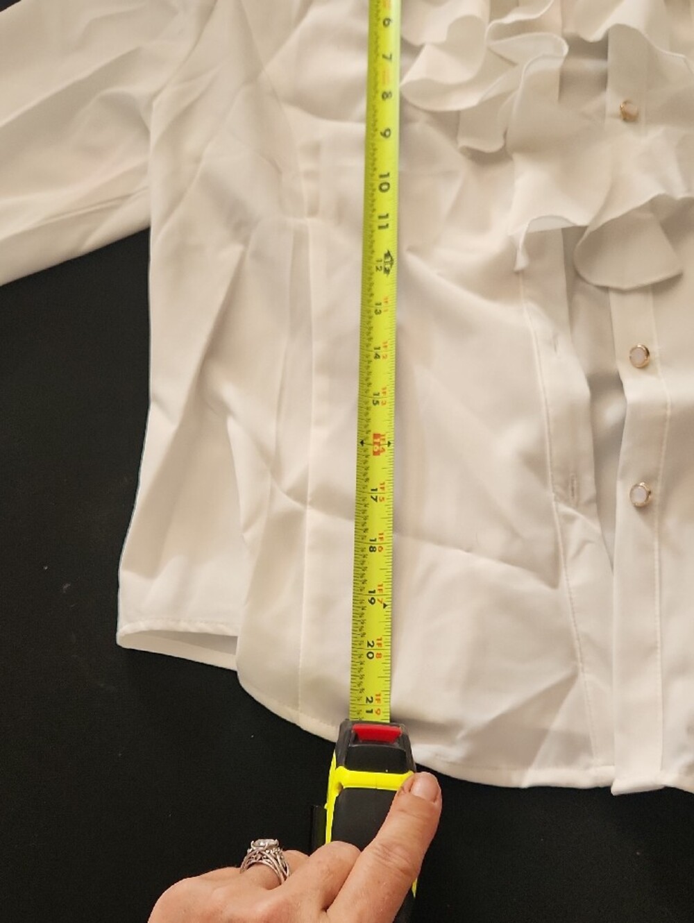 White Ruffled Front Button Blouse - Picture 7 of 7